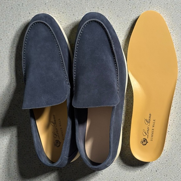 Loro Pianna Summer Walk Suede Loafers Navy 45 - Picture 10 of 12